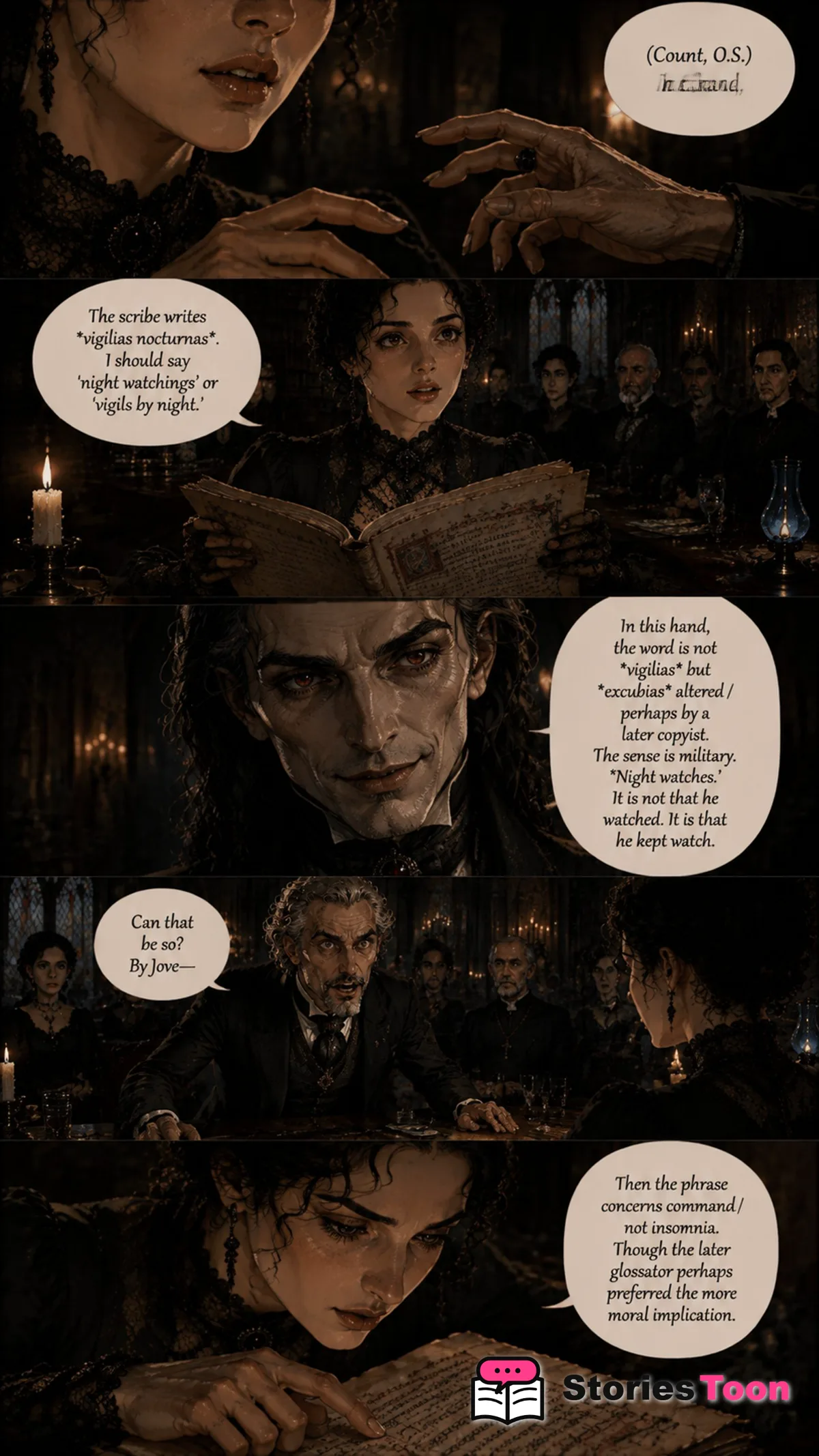 Page 48 of Crimson Vow showing Mina and Count Dracula at a dinner