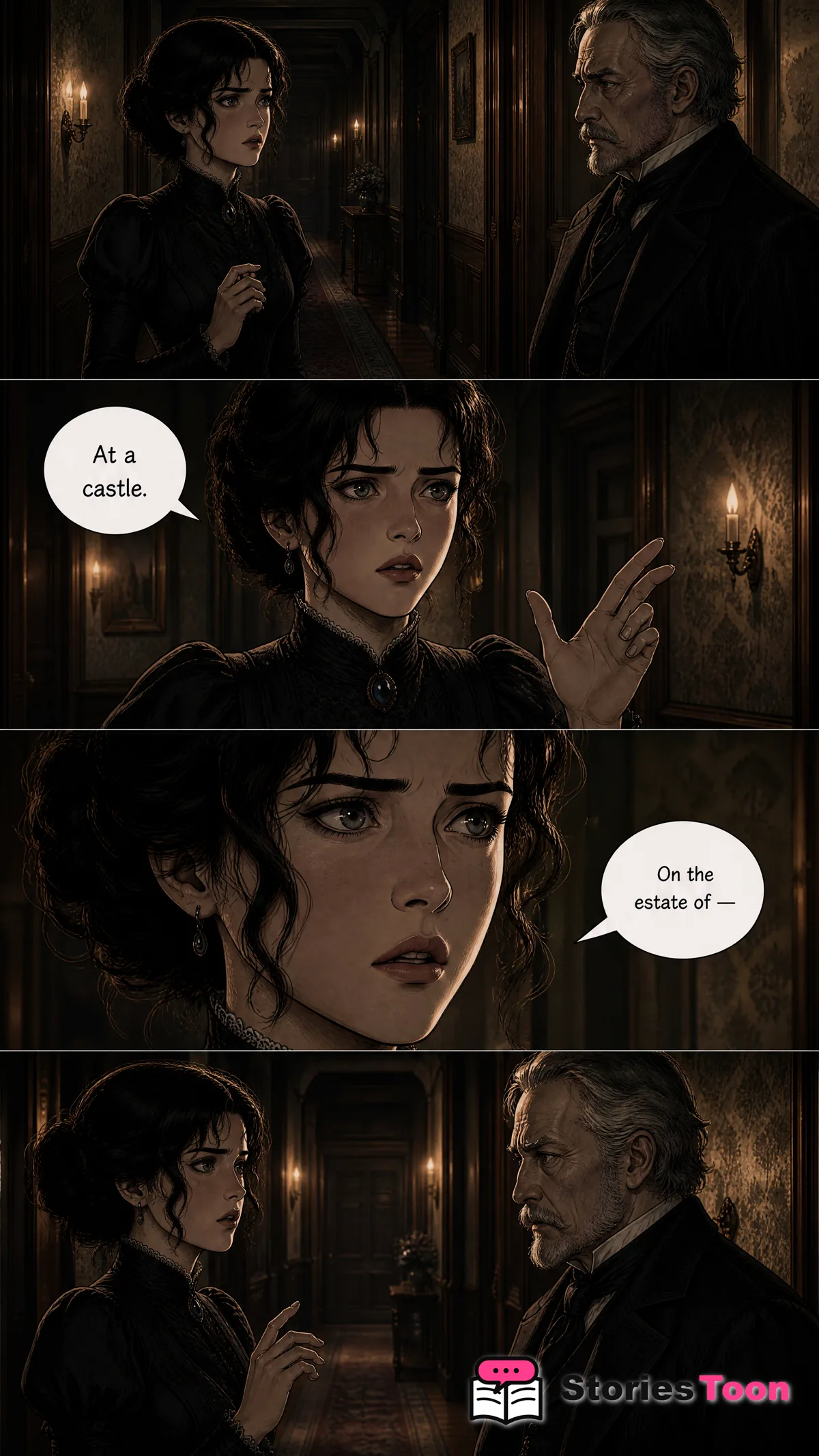 Page 102 of Crimson Vow showing Mina in a dark hallway