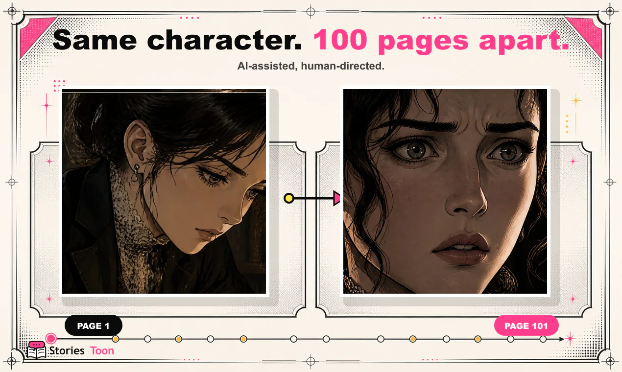 Mina in Crimson Vow at page 1 and more than 100 pages later