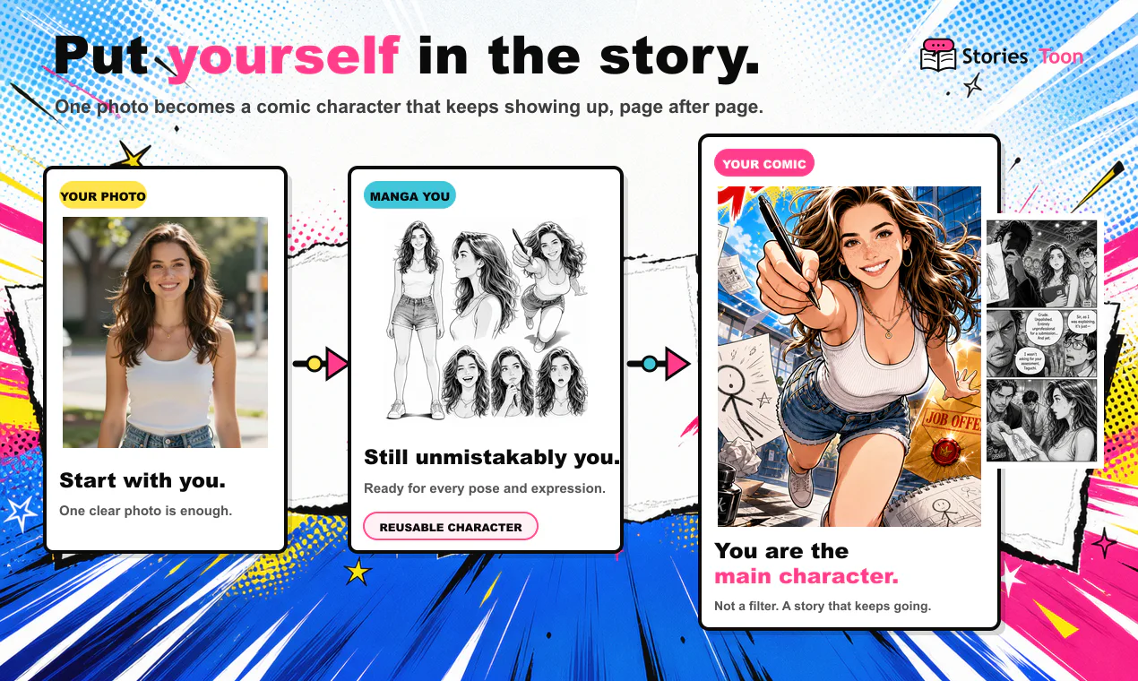A photo transformed into a StoriesToon comic example