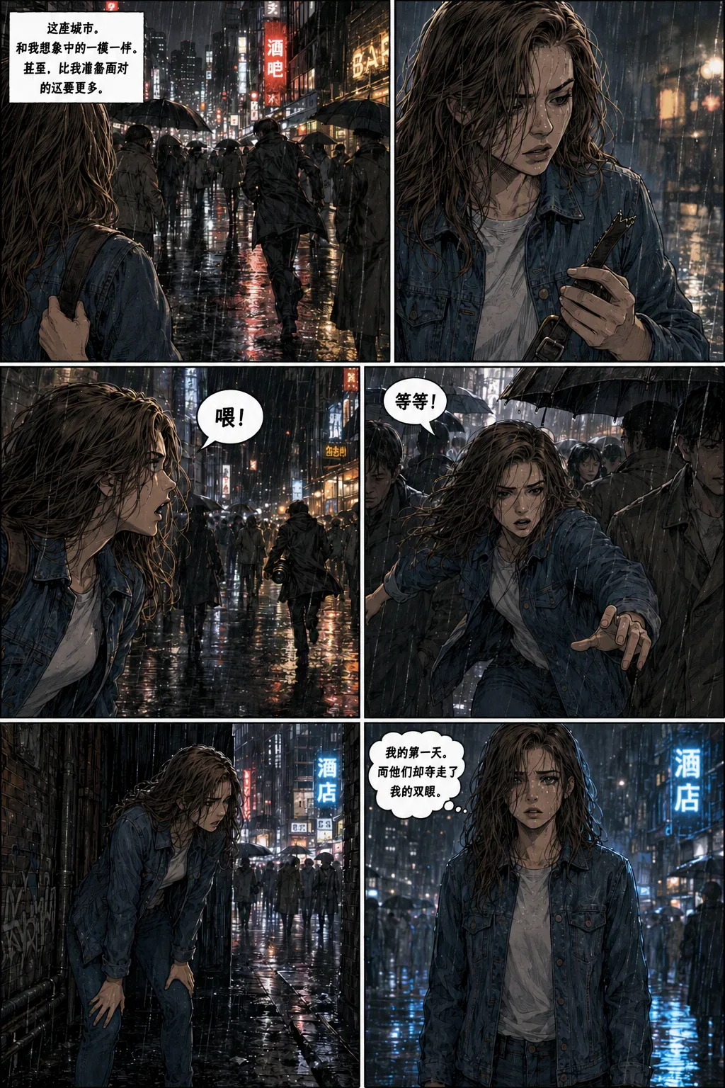 Comic page with dialogue and background text translated