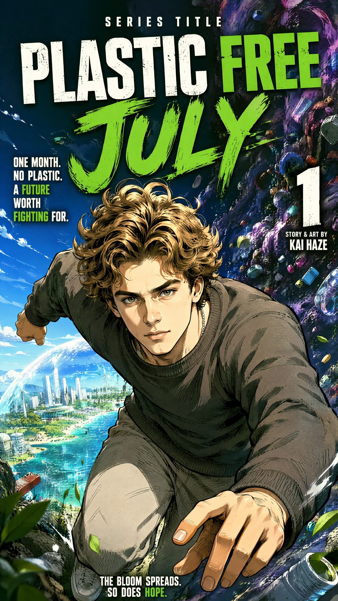 Plastic Free July comic cover