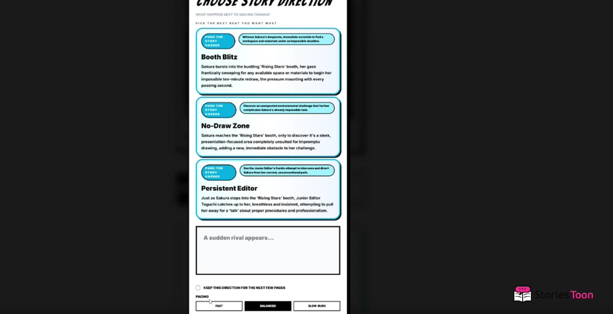 Screenshot for Choose the next story direction