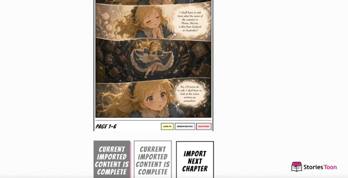 Screenshot for Import the next chapter